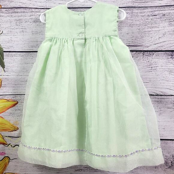 Vintage Bryan & Co Baby Girl Sage Green Tulle Dress Size 48 Mo - Picture 10 of 10